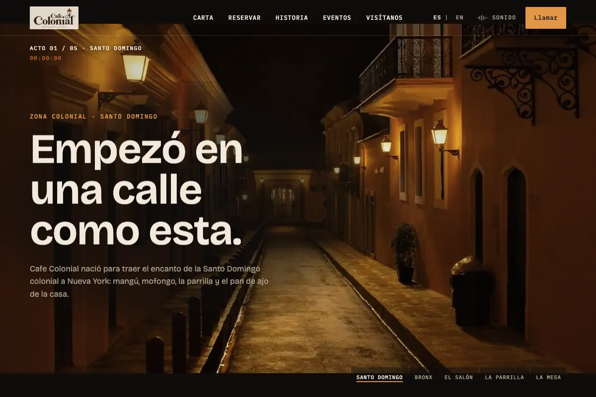 Cafe Colonial Restaurant & Grill demo home page