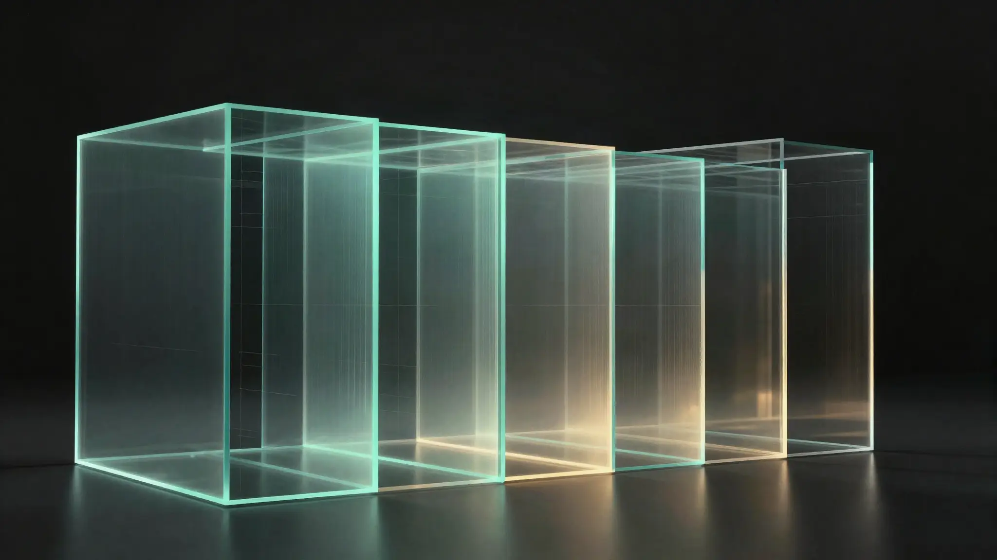 Glass frames and light representing systems built by ALMONTE